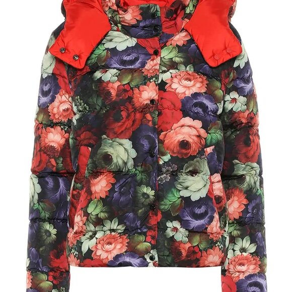 Moncler Red/Floral Printed Quilted Down Koura Reversible Puffer Jacket - Picture 3 of 10